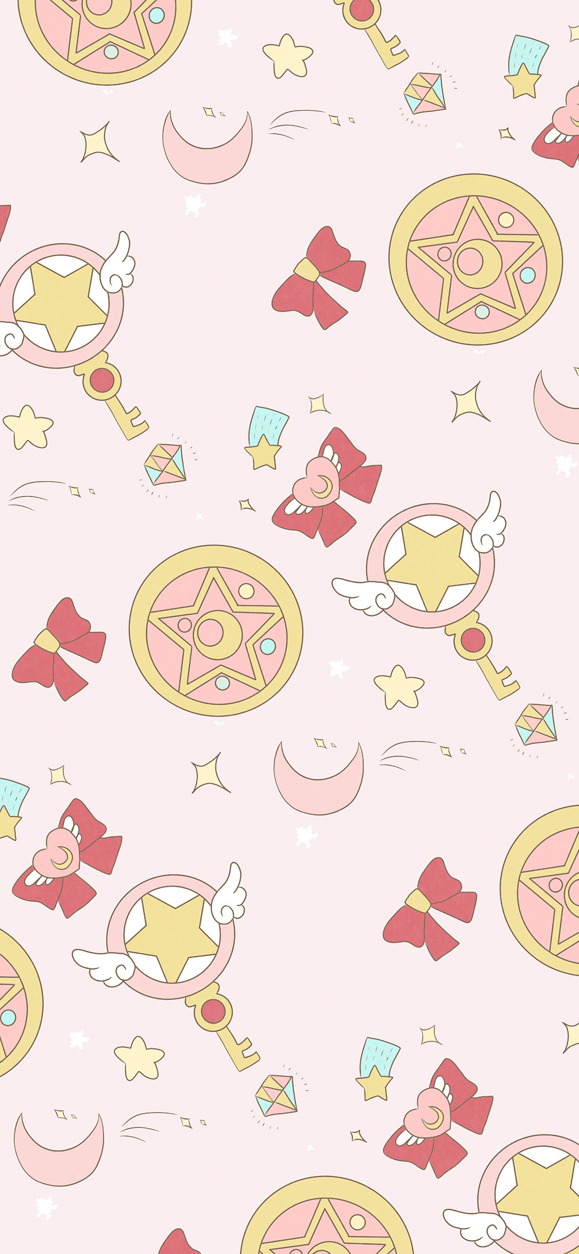 [2436×1125]平铺 美少女战士 苹果手机动漫壁纸图片