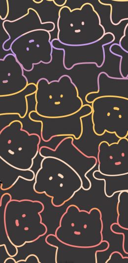[2436x1125]平铺 色彩 小熊 可爱 苹果手机动漫壁纸图片