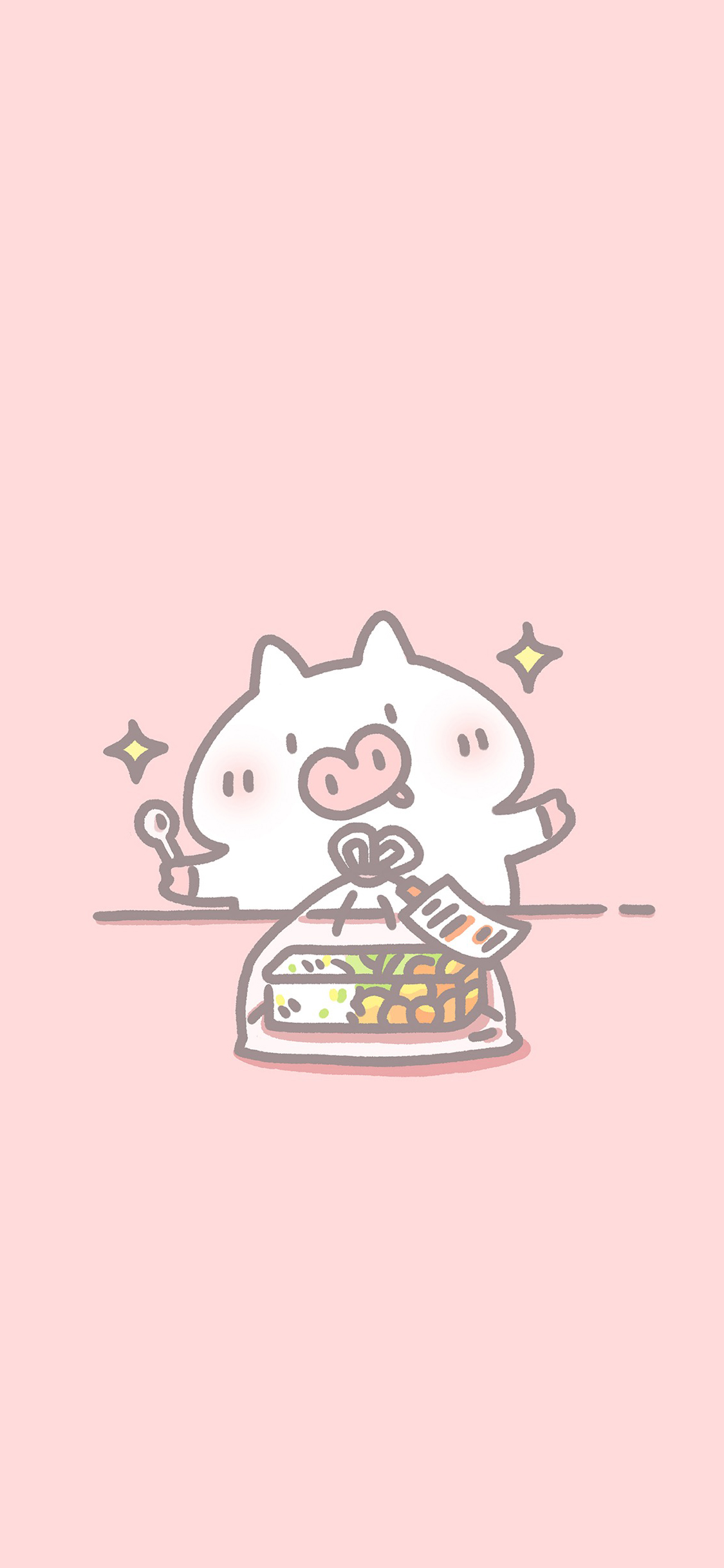 [2436×1125]开饭 粉色 猪 可爱 便当 苹果手机动漫壁纸图片