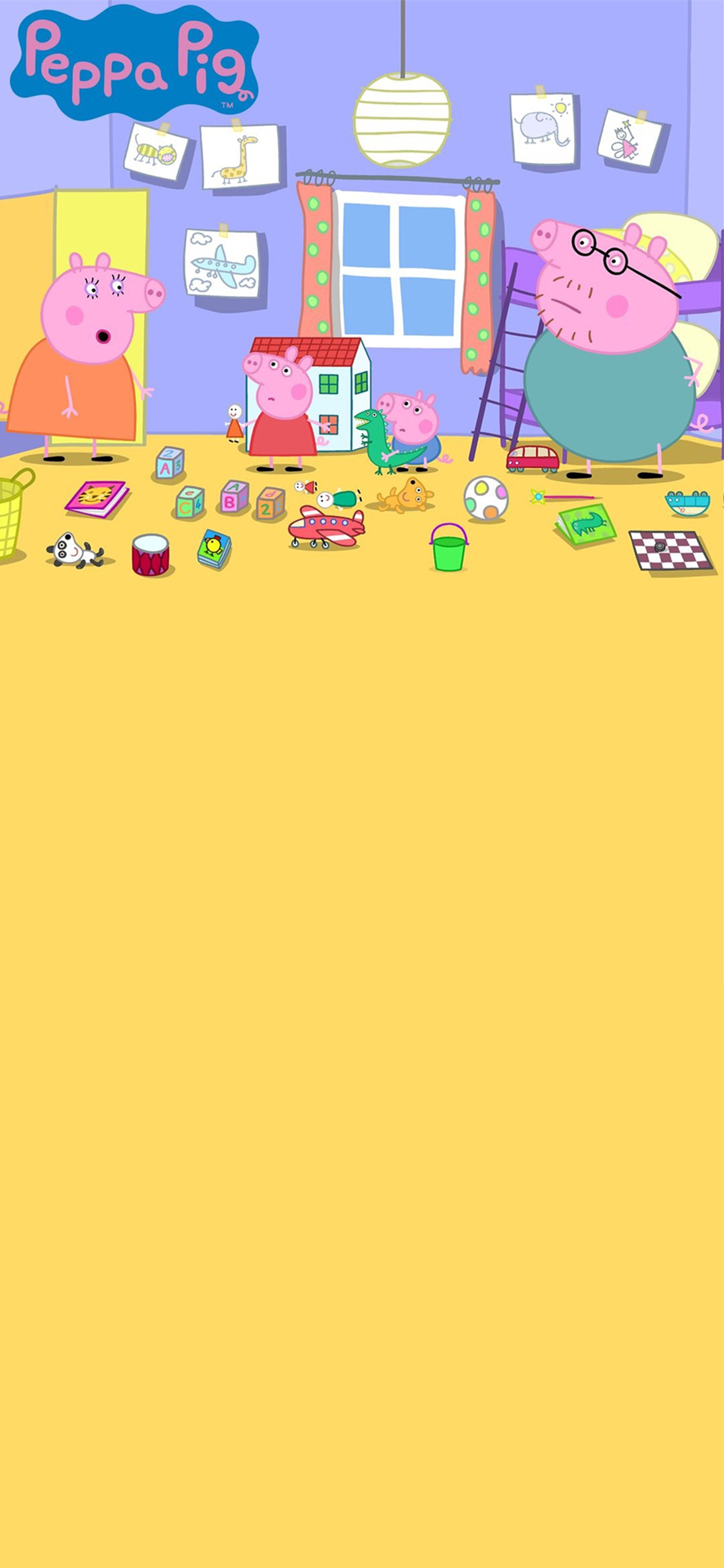 [2436×1125]影视 美国 动画 小猪佩奇 苹果手机动漫壁纸图片