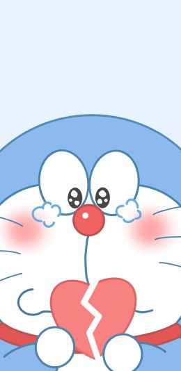 [2436x1125]心碎 哆啦A梦 叮当猫 哭 苹果手机动漫壁纸图片