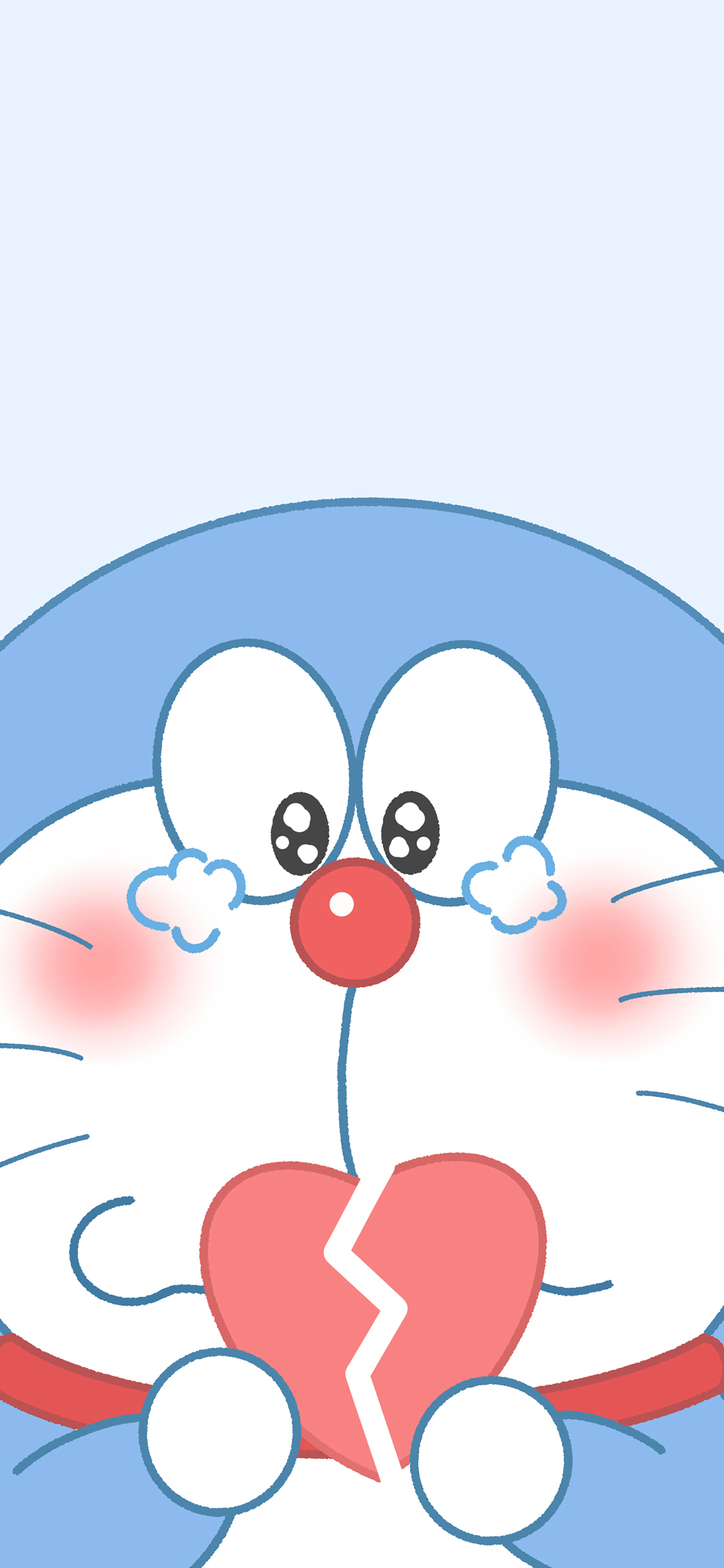 [2436×1125]心碎 哆啦A梦 叮当猫 哭 苹果手机动漫壁纸图片