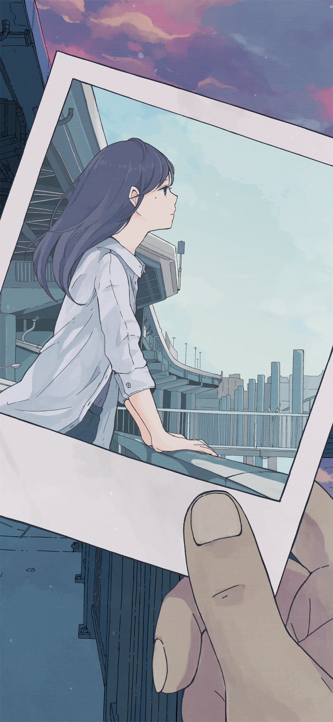 [2436×1125]思念 照片 女孩 爱情 苹果手机动漫壁纸图片