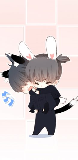 [2436x1125]怦然心动 Q版 漫画 江应怜 狄琪儿 苹果手机动漫壁纸图片