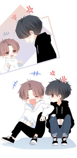 [2436x1125]怦然心动 国产漫画 少年 Q版 苹果手机动漫壁纸图片