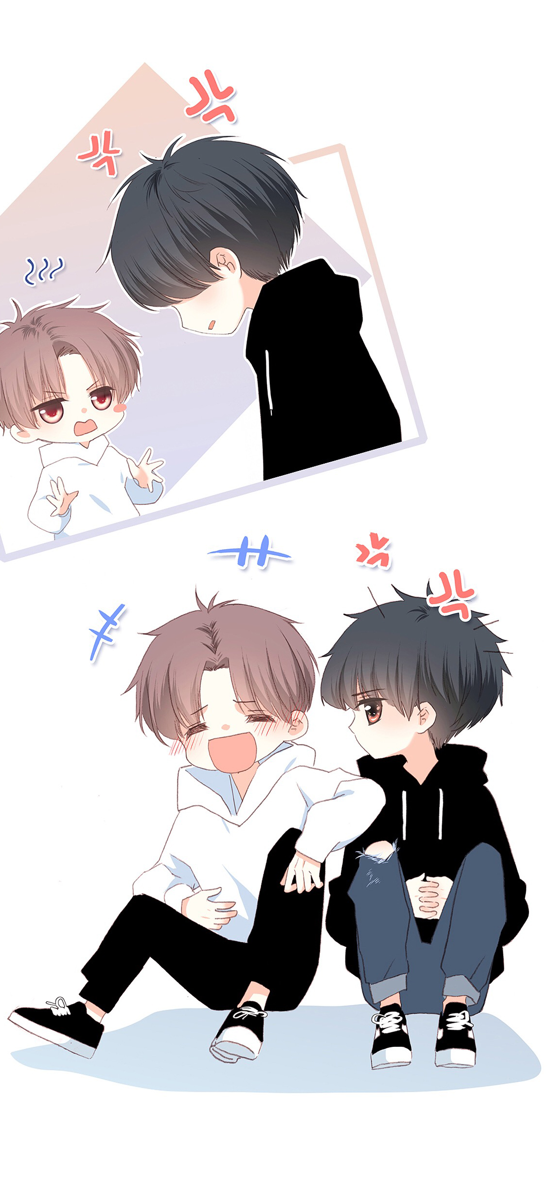 [2436×1125]怦然心动 国产漫画 少年 Q版 苹果手机动漫壁纸图片