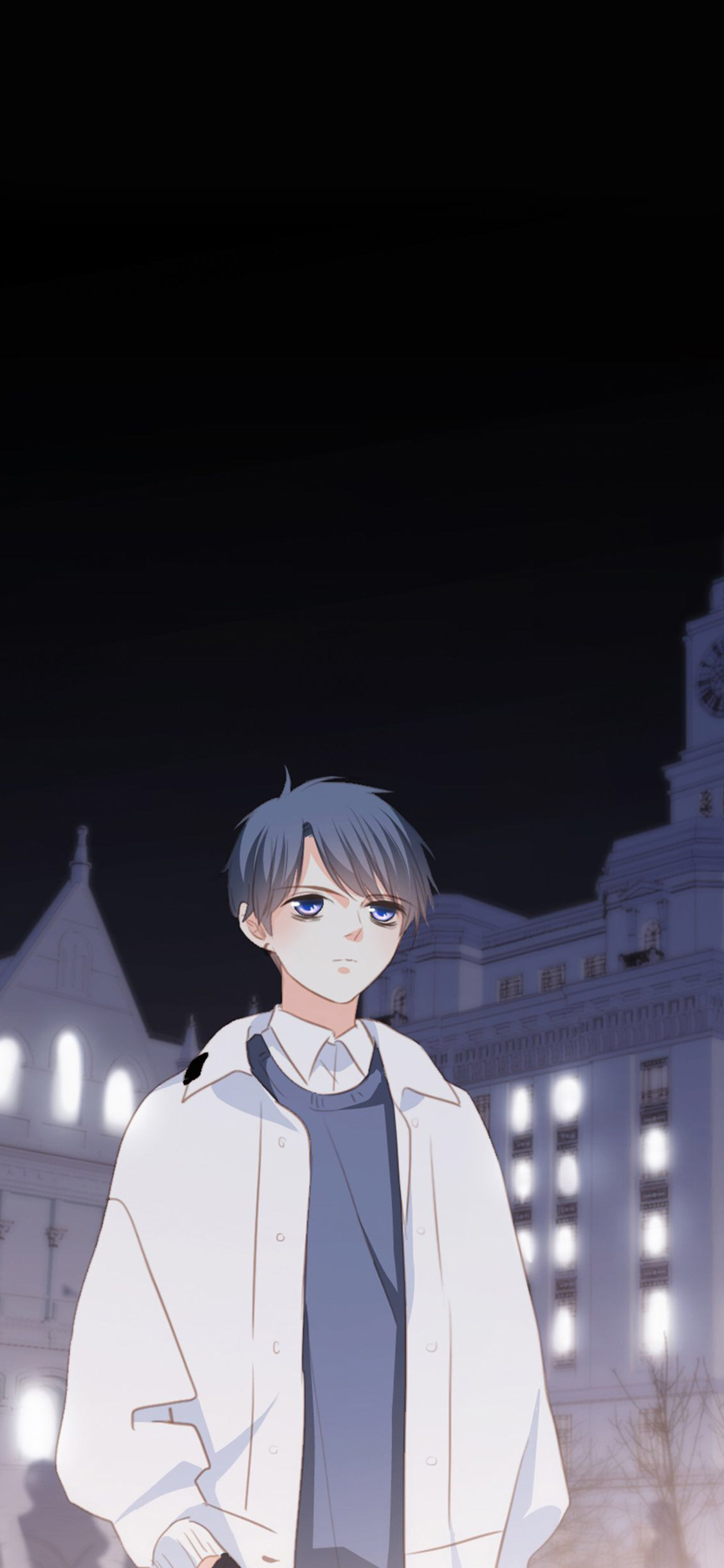 [2436×1125]怦然心动 国产漫画 少年 夜 苹果手机动漫壁纸图片