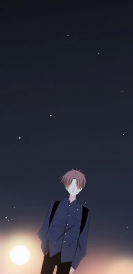 [2436x1125]怦然心动 国产漫画 少年 夜 星空 苹果手机动漫壁纸图片