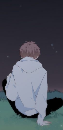 [2436x1125]怦然心动 国产漫画 少年 夜 背影 苹果手机动漫壁纸图片