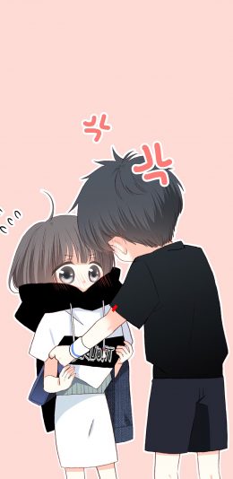 [2436x1125]怦然心动 国产漫画 粉色 狄淇儿 江应怜 苹果手机动漫壁纸图片