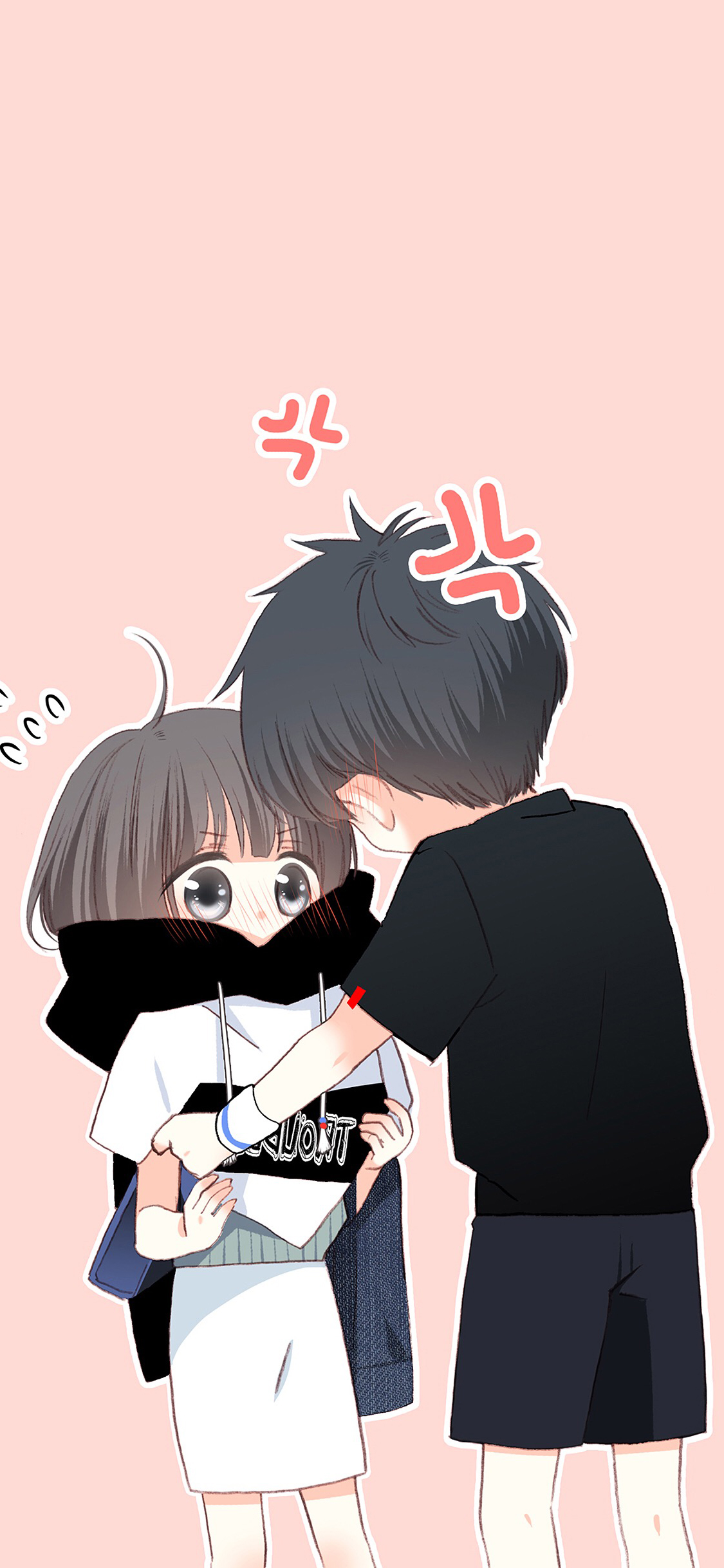 [2436×1125]怦然心动 国产漫画 粉色 狄淇儿 江应怜 苹果手机动漫壁纸图片