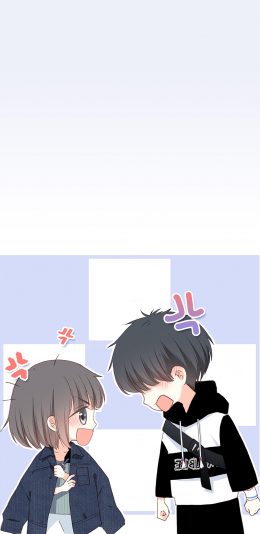 [2436x1125]怦然心动 国产漫画 粉色 狄淇儿 江应怜 吵架 苹果手机动漫壁纸图片