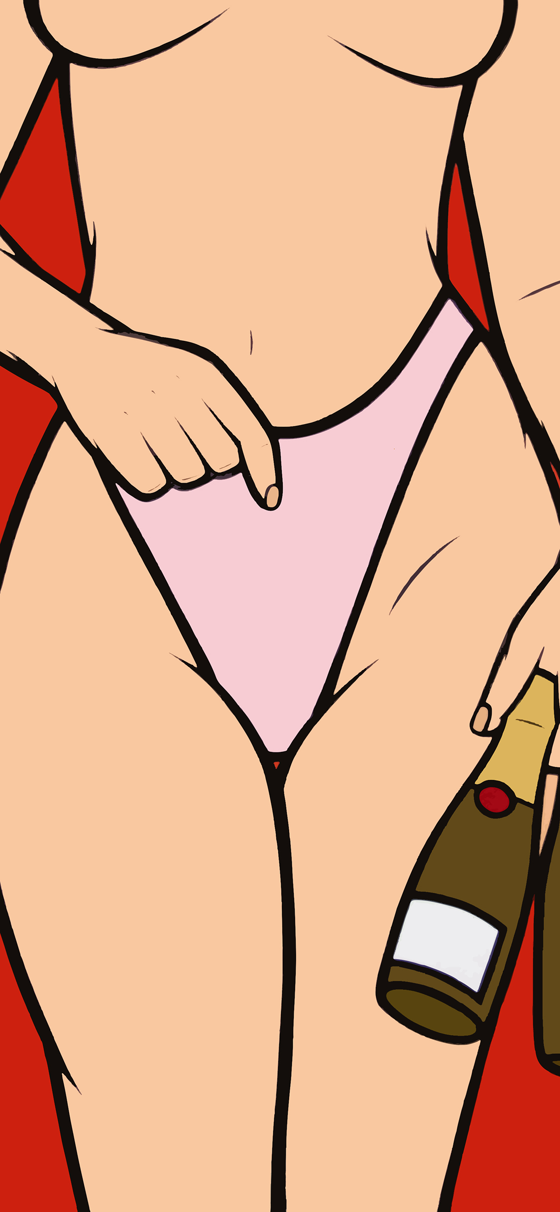 [2436×1125]性感 比基尼 香槟 女性 苹果手机动漫壁纸图片