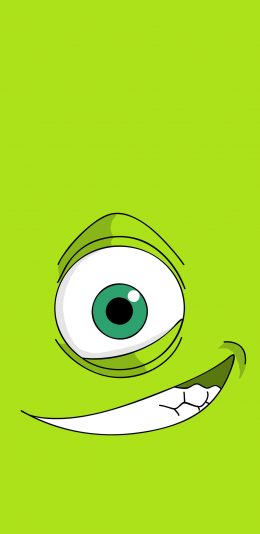 [2436x1125]怪兽大学 大眼仔 绿色 苹果手机动漫壁纸图片