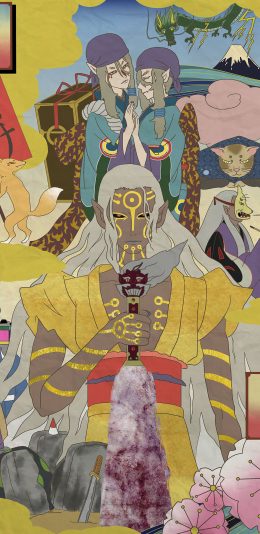 [2436x1125]怪化猫 日本 漫画 卖药郎 怪谈 苹果手机动漫壁纸图片