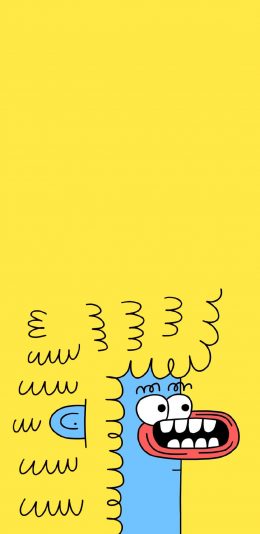 [2436x1125]怪物 搞怪 黄色 牙齿 苹果手机动漫壁纸图片