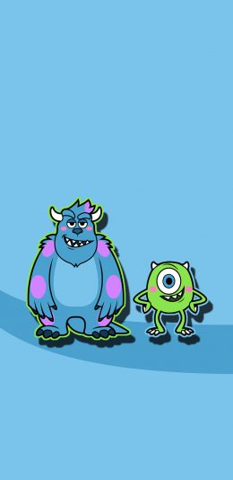 [2436x1125]怪物大学 大眼仔 怪兽 动画 蓝色 苹果手机动漫壁纸图片