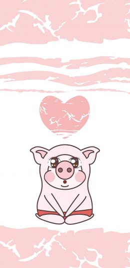 [2436x1125]恭猪 可爱 粉白 五花肉 苹果手机动漫壁纸图片