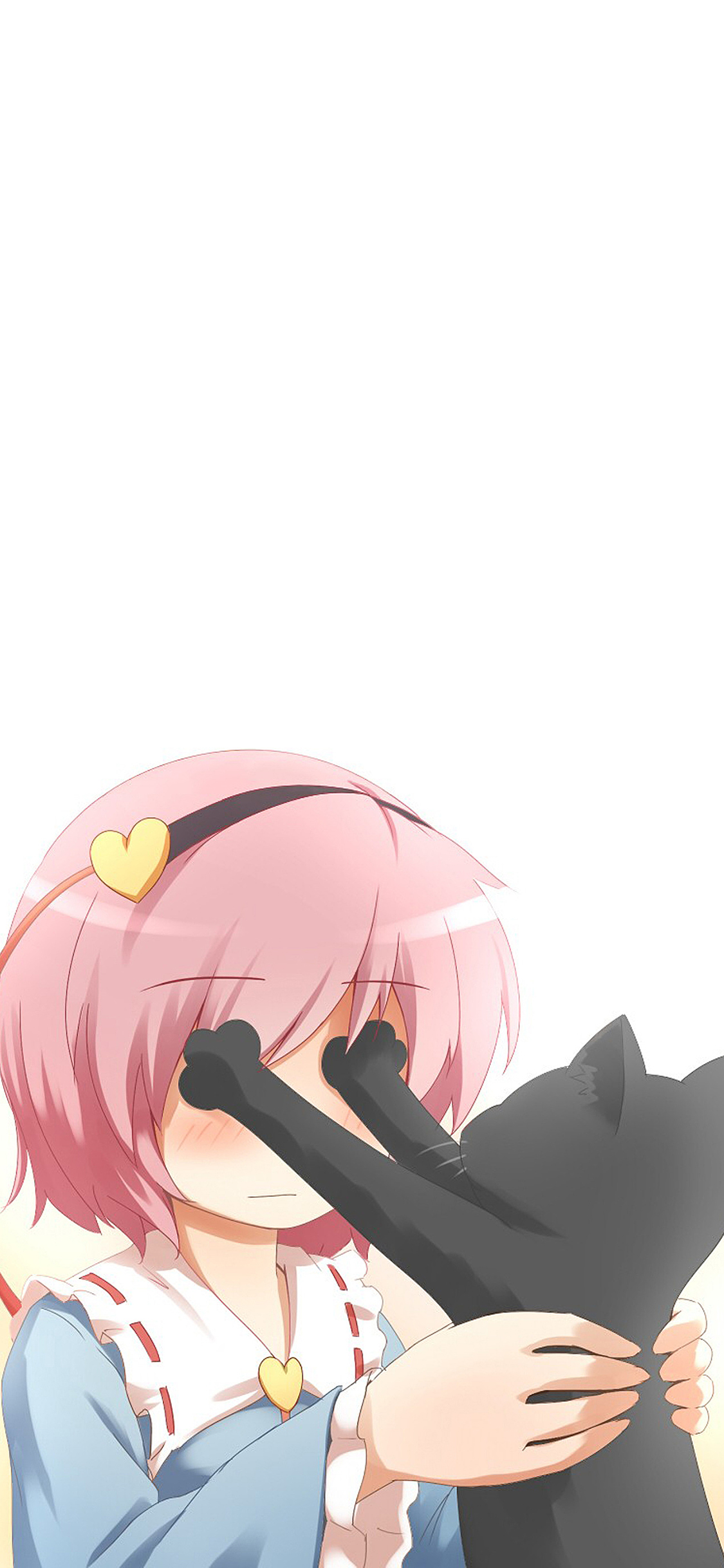 [2436×1125]恶搞 猫 遮眼 手绘 苹果手机动漫壁纸图片