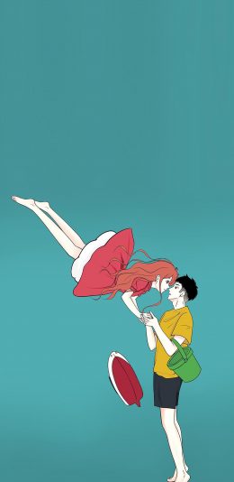 [2436x1125]悬崖边的金鱼公主 宫崎骏 日本 波妞 宗介 苹果手机动漫壁纸图片