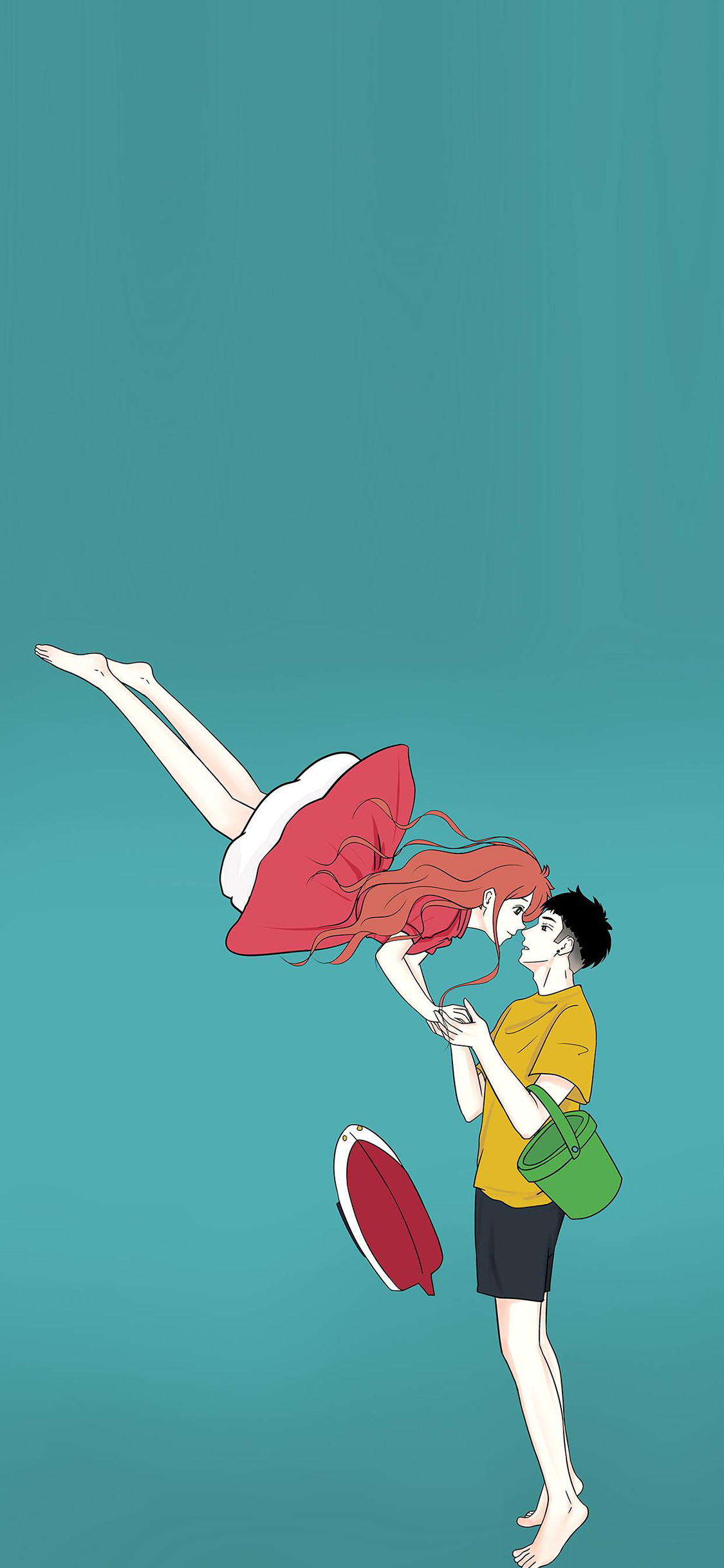 [2436×1125]悬崖边的金鱼公主 宫崎骏 日本 波妞 宗介 苹果手机动漫壁纸图片