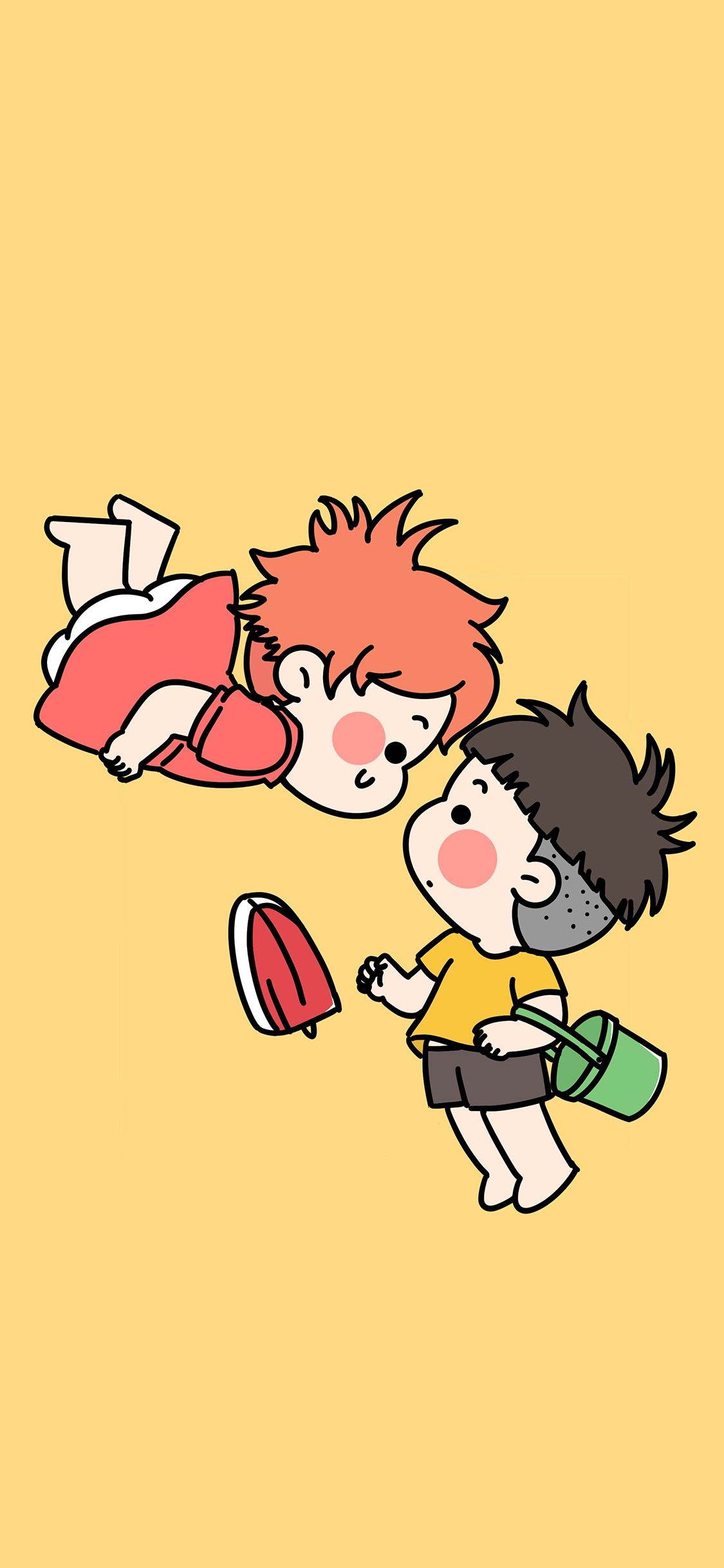 [2436×1125]悬崖边的金鱼公主 宫崎骏 漫画 波妞 宗介 苹果手机动漫壁纸图片