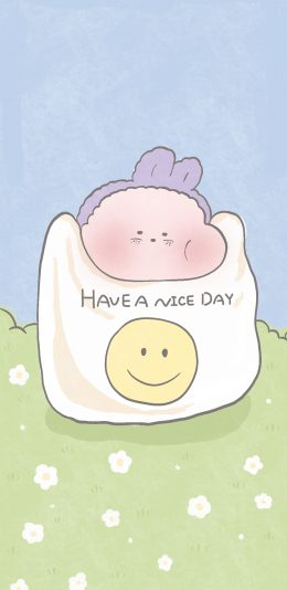 [2436x1125]情侣 兔子 have a nice day（取自微博：寄喜饼给你喔） 苹果手机动漫壁纸图片