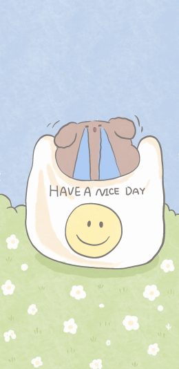 [2436x1125]情侣 棕熊 have a nice day（取自微博：寄喜饼给你喔） 苹果手机动漫壁纸图片