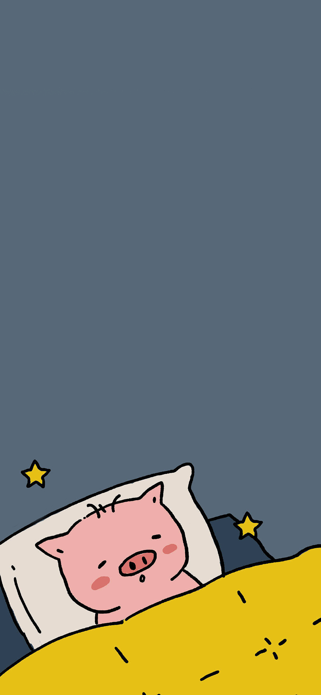 [2436×1125]情侣壁纸 可爱 睡眠 星星  猪 苹果手机动漫壁纸图片