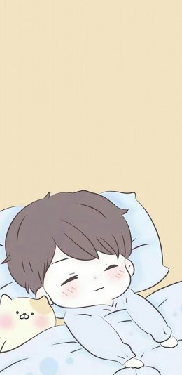 [2436x1125]情侣壁纸 男孩 睡眠 苹果手机动漫壁纸图片
