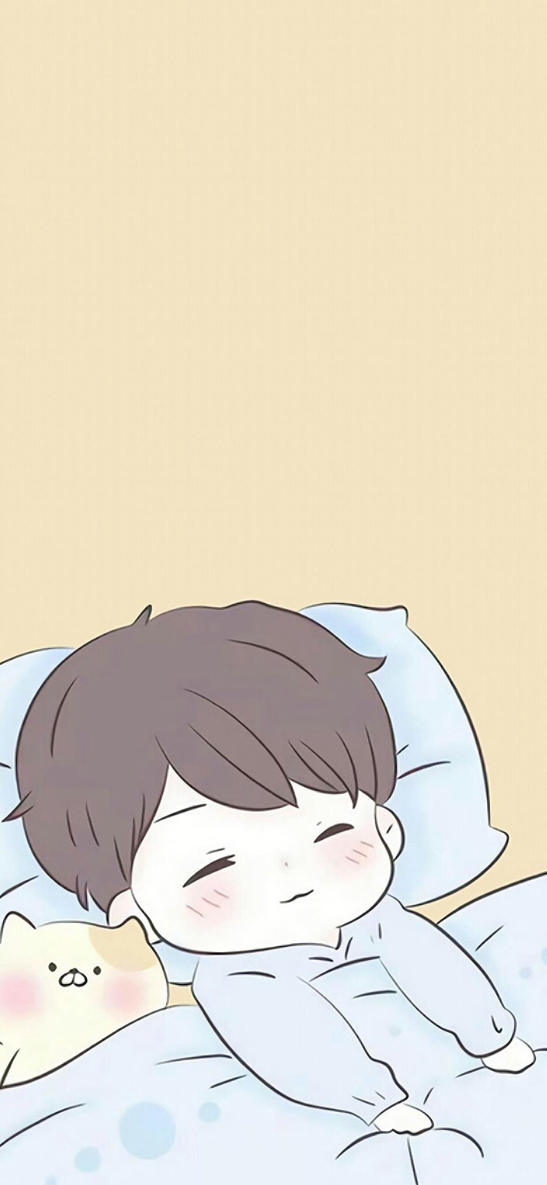 [2436×1125]情侣壁纸 男孩 睡眠 苹果手机动漫壁纸图片