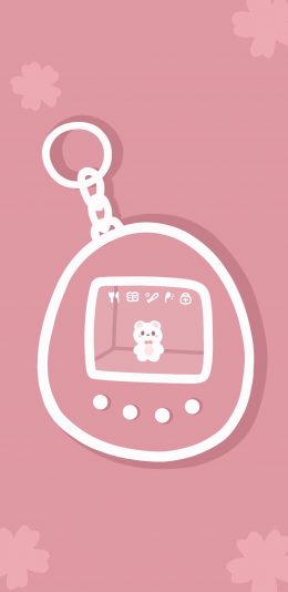 [2436x1125]情感_情侣 bb机 粉色 小熊 苹果手机动漫壁纸图片