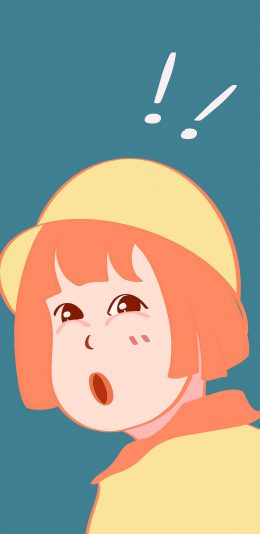 [2436x1125]惊讶 感叹号 小女孩 哦 漫画 苹果手机动漫壁纸图片