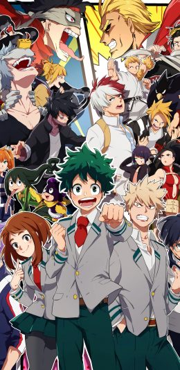 [2436x1125]我的英雄学院 漫画 合照 二次元 苹果手机动漫壁纸图片