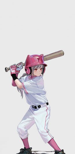 [2436x1125]手绘 棒球女孩 二次元 少女 苹果手机动漫壁纸图片