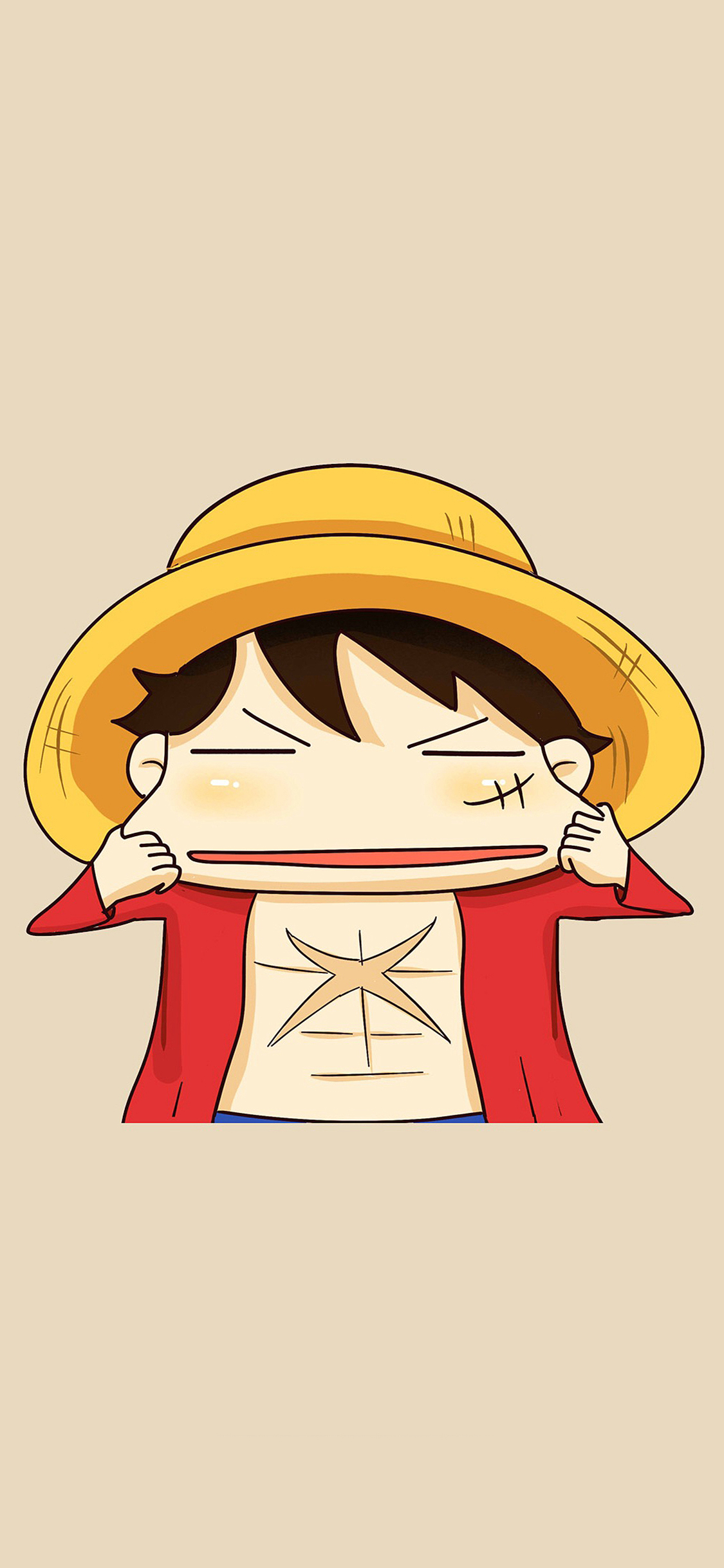 [2436×1125]手绘 海贼王 草帽海贼团路飞 苹果手机动漫壁纸图片