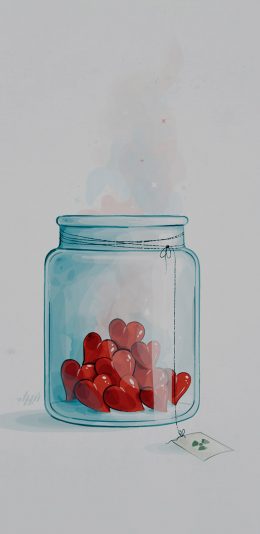 [2436x1125]手绘 玻璃器皿 爱心 卡通 苹果手机动漫壁纸图片