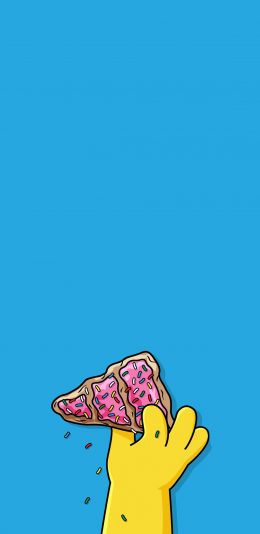 [2436x1125]披萨 手 蓝色 辛普森一家 动画 苹果手机动漫壁纸图片