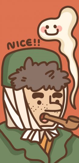 [2436x1125]抽象 梵高 nice 烟斗 苹果手机动漫壁纸图片