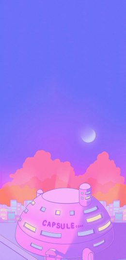 [2436x1125]插图 CAPSULE CORP 粉色 建筑 苹果手机动漫壁纸图片