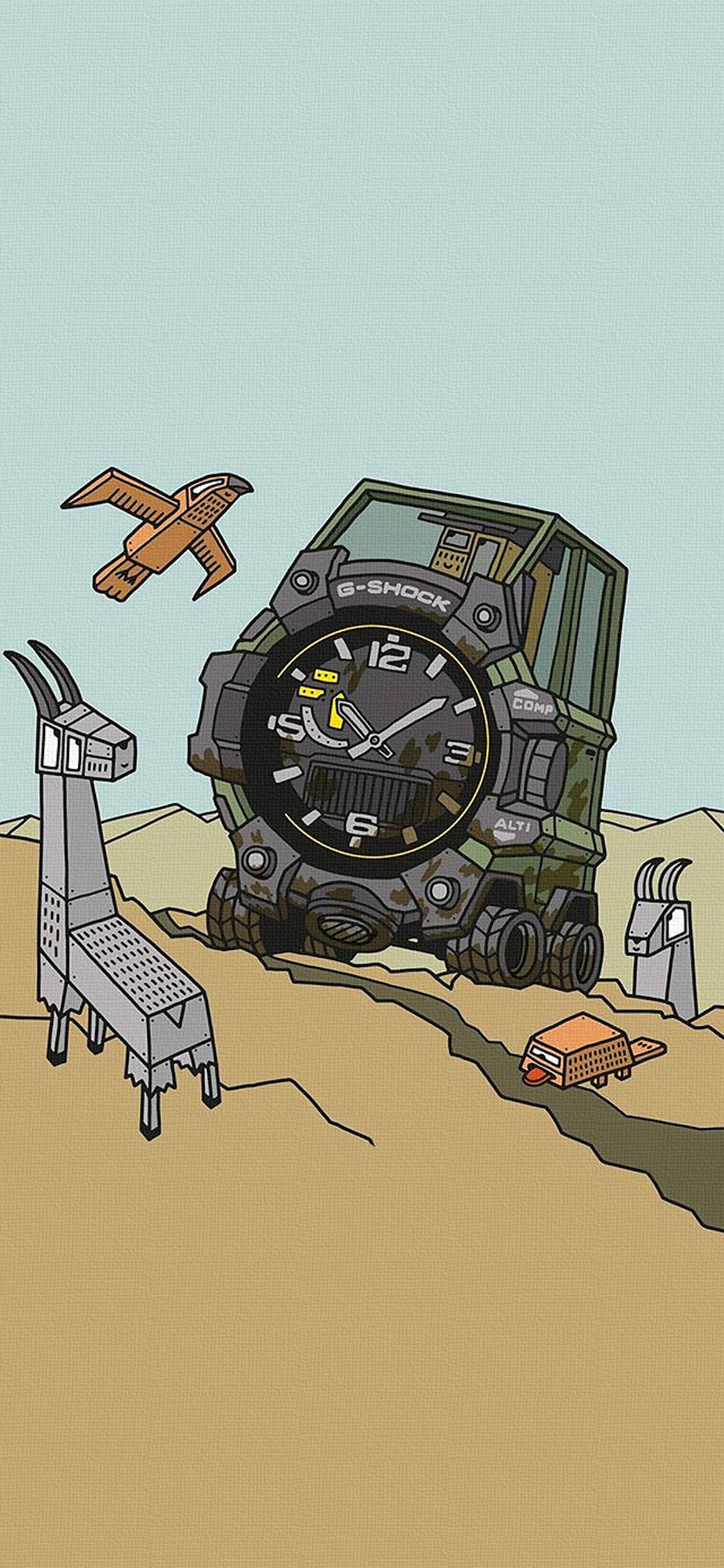 [2436×1125]插图 卡西欧 手表 G-shock 苹果手机动漫壁纸图片