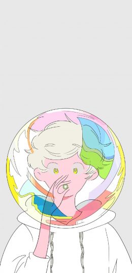 [2436x1125]插图 卡通 女孩 头盔 色彩 苹果手机动漫壁纸图片