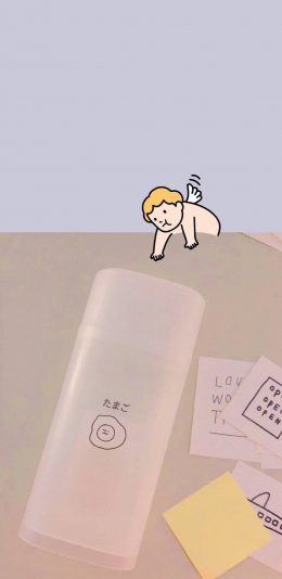 [2436x1125]插图 卡通 小天使 翅膀 苹果手机动漫壁纸图片