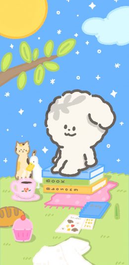 [2436x1125]插图 卡通 萌物 小狗 苹果手机动漫壁纸图片