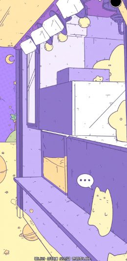 [2436x1125]插图 卡通 萌物 猫咪 苹果手机动漫壁纸图片
