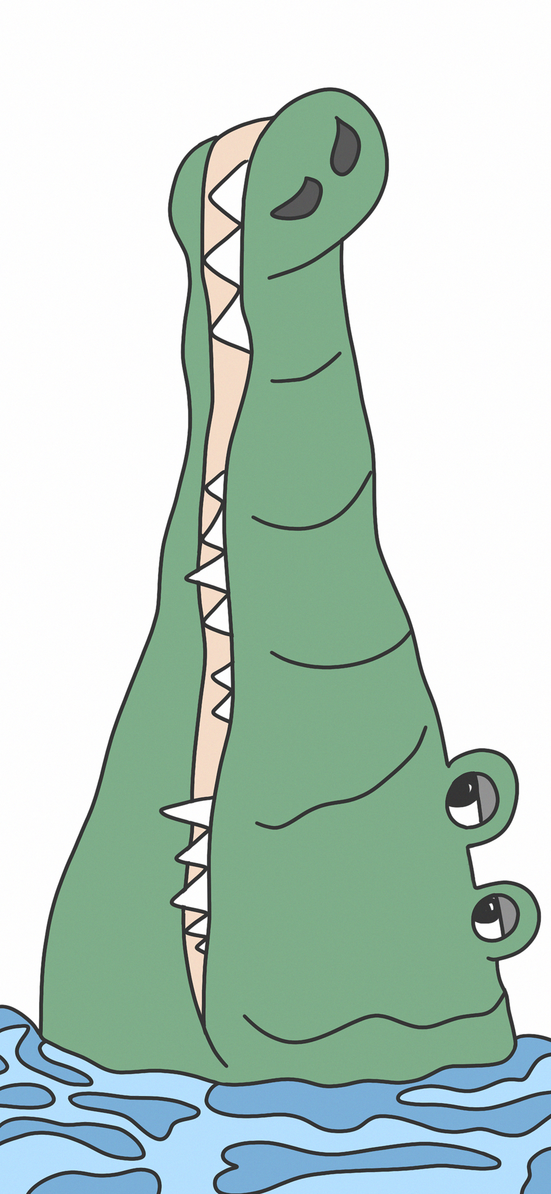 [2436×1125]插图 卡通 鳄鱼 可爱（取自微博：寄喜饼给你喔） 苹果手机动漫壁纸图片