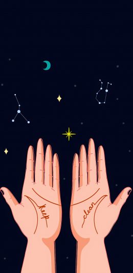 [2436x1125]插图 双手 星星 月亮 苹果手机动漫壁纸图片