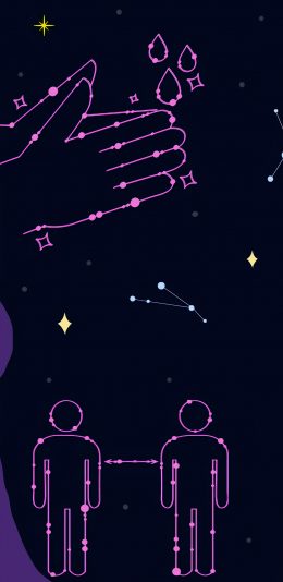 [2436x1125]插图 双手 洗手 清洁 保持距离 苹果手机动漫壁纸图片