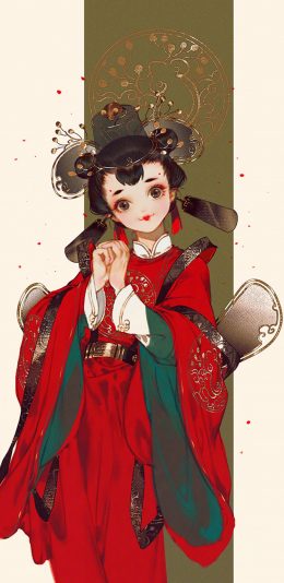 [2436x1125]插图 古装 美女 可爱 作者：伊吹鸡腿子 苹果手机动漫壁纸图片