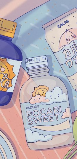 [2436x1125]插图 夏日饮品 系列图 卡通 苹果手机动漫壁纸图片